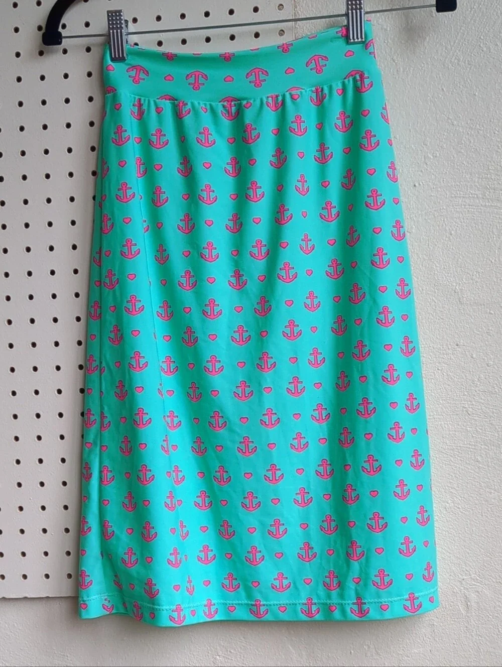 Neon Green Anchor Print Sport Skirt - Neon Pink Anchors